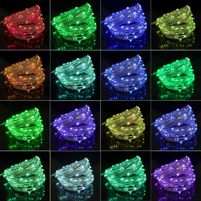 Twinkle Star Color-Changing Fairy Lights, 33Ft 100 LED Waterproof Mini String Lights Twinkle Lights, 16 Colors USB Silver Wire Lights with Adapter for Bedroom Room Garden Party Wedding Christmas Decor - Image 2